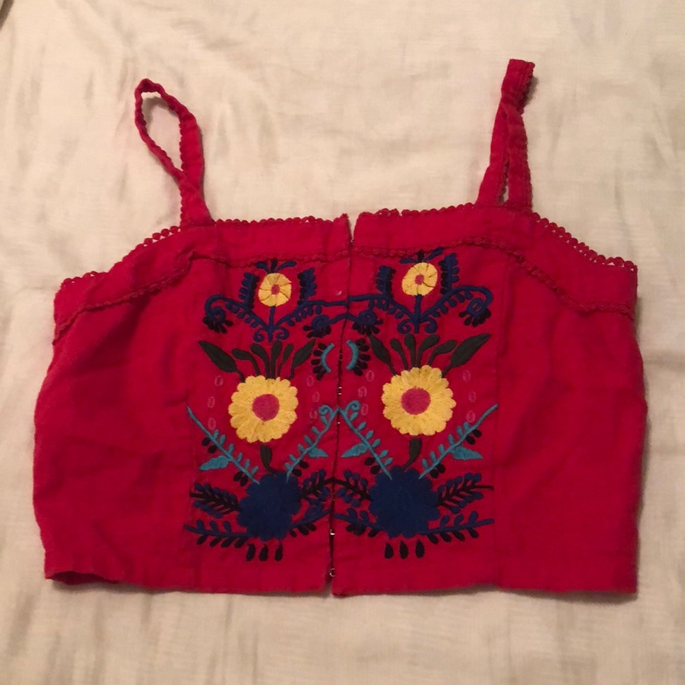 Patterned crop top spaghetti strap
